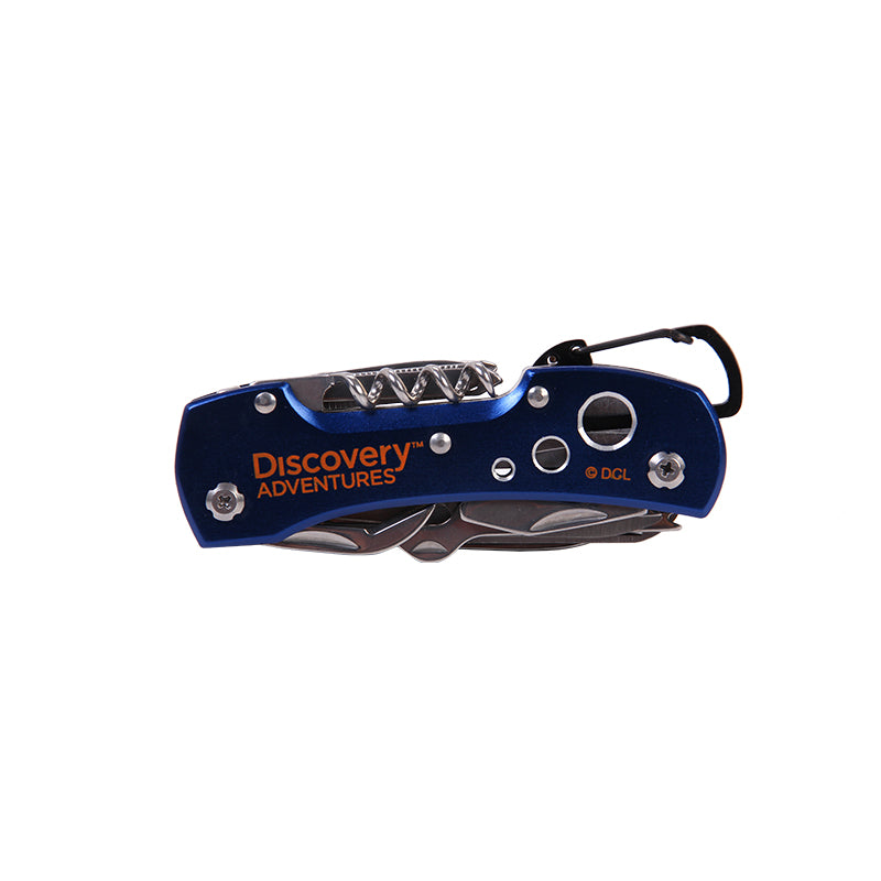 DISCOVERY ADVENTURES ALUMINUM BLACK MINI MULTI TOOL KEY CHAIN, PORTABLE SMALL KNIFE, SCISSORS, BOTTLE OPENER